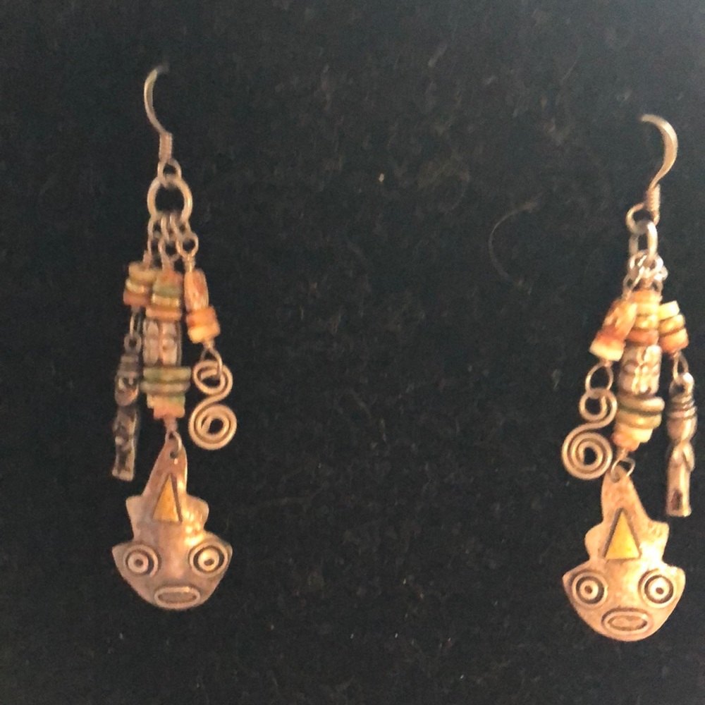 Earrings - Silver with Stone Beads
